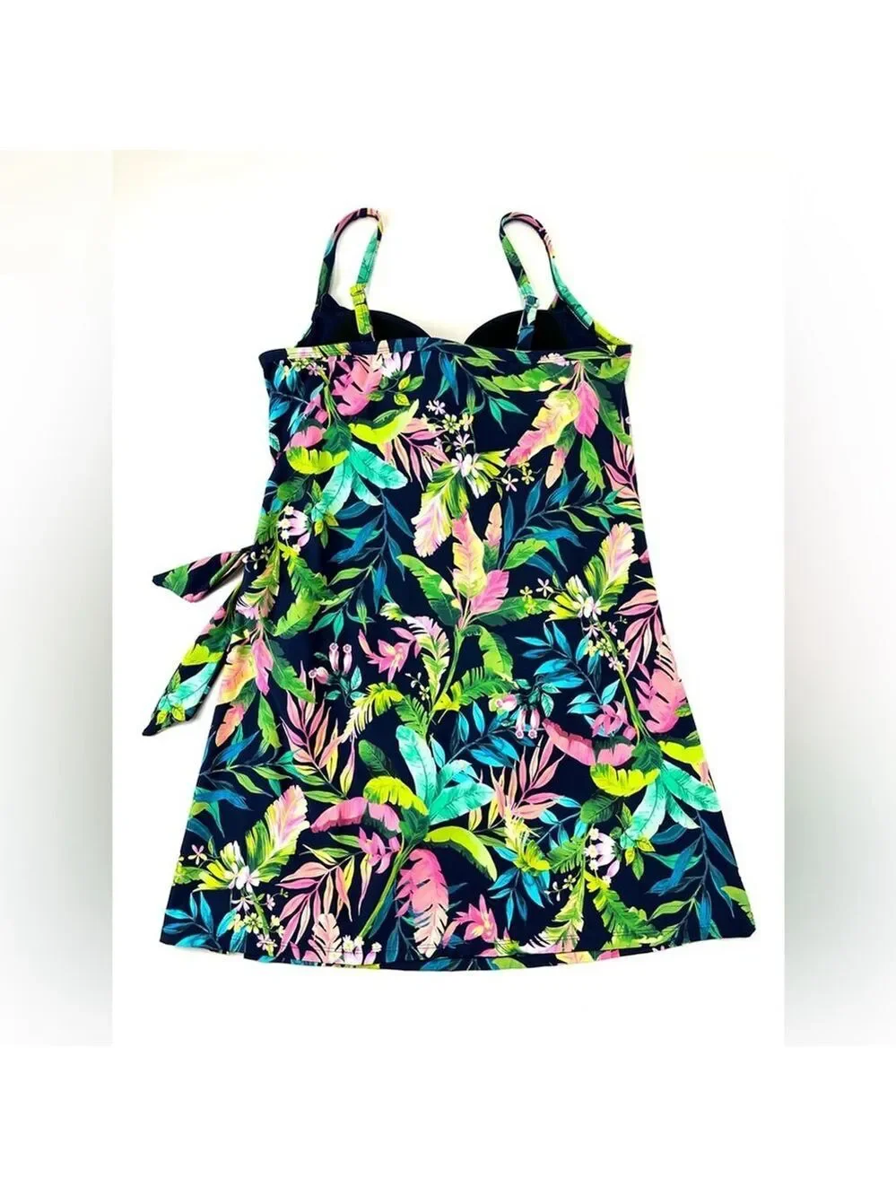 Lands End tropical swim dress Size Large One Piece Resortwear Summer Bathingsuit